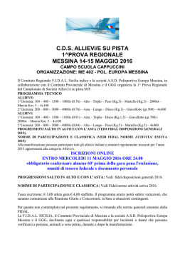Regolamento CdS Allievi su Pista Messina 14 15