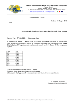 10/05/2016-Prove INVALSI 2016 &ndash; dislocazione classi