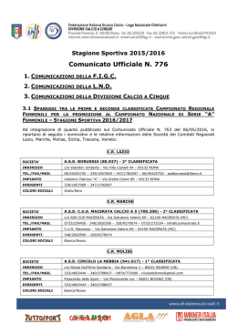Spareggi 1-2 classificate Camp.Reg.Femminili