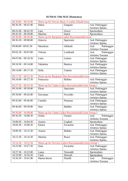 SUNDAY 15th MAY (Domenica) 08.30.00 &ndash; 08.36.00 Warm up for