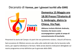 Decanato di Varese, per i giovani iscritti alla GMG Domenica 15
