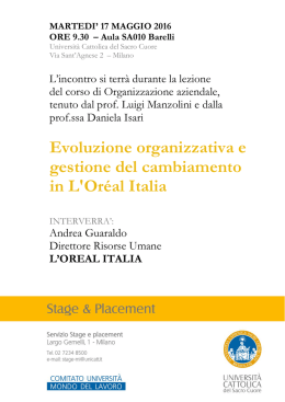 Evoluzione organizzativa e gestione del cambiamento in L`Oréal Italia
