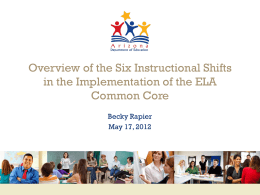 Overview of the Six Instructional Shifts Common Core Becky Rapier
