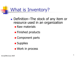 What is Inventory? Definition--The stock of any item or Raw materials