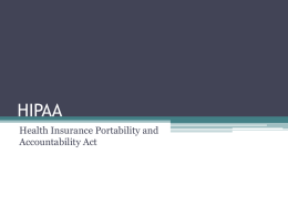 HIPAA Health Insurance Portability and Accountability Act 1