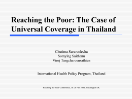 Reaching the Poor: The Case of Universal Coverage in Thailand