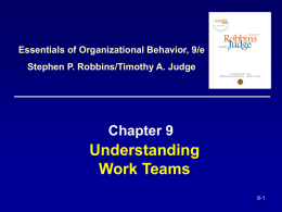 Understanding Work Teams Chapter 9 Essentials of Organizational Behavior, 9/e