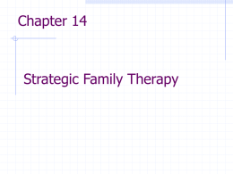 Chapter 14 Strategic Family Therapy