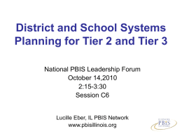 District and School Systems Planning for Tier 2 and Tier 3