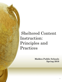 Sheltered Content Instruction: Principles and Practices