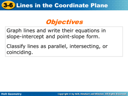 Objectives 3-6 Lines in the Coordinate Plane