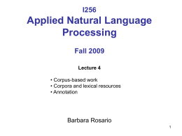 Applied Natural Language Processing I256 Fall 2009