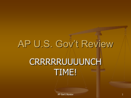 AP U.S. Gov’t Review CRRRRRUUUUNCH TIME! AP Gov't Review