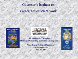 Governor’s Institute on Career, Education &amp; Work
