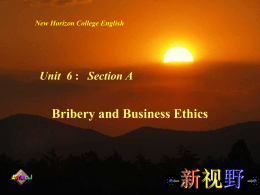 新 视 野 Bribery and Business Ethics