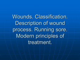 Wounds. Classification. Description of wound process. Running sore. Modern principles of