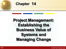 14 Project Management: Establishing the Business Value of