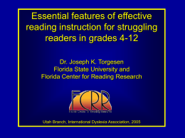 Essential features of effective reading instruction for struggling readers in grades 4-12