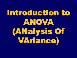 Introduction to ANOVA (ANalysis Of VAriance)