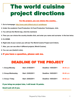 The world cuisine project directions