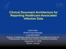 Clinical Document Architecture for Reporting Healthcare-Associated Infection Data