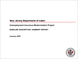 New Jersey Department of Labor Unemployment Insurance Modernization Project January 2003