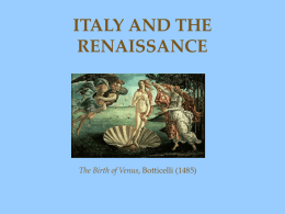 ITALY AND THE RENAISSANCE The Birth of Venus