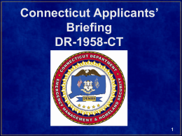 Connecticut Applicants’ Briefing DR-1958-CT 1