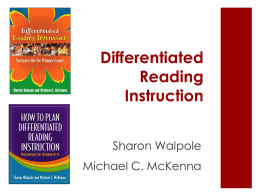 Differentiated Reading Instruction Sharon Walpole