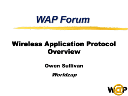 WAP Forum Wireless Application Protocol Overview Worldzap