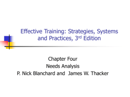 Effective Training: Strategies, Systems and Practices, 3 Edition Chapter Four