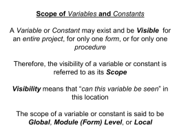 Scope of procedure Variable entire project