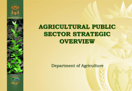 AGRICULTURAL PUBLIC SECTOR STRATEGIC OVERVIEW Department of Agriculture