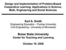 Design and Implementation of Problem-Based Cooperative Learning: Applications in Science,