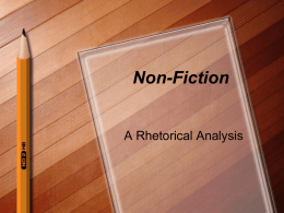 Non-Fiction A Rhetorical Analysis