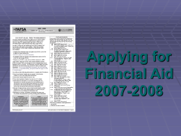 Applying for Financial Aid 2007-2008