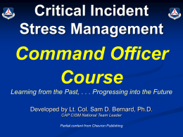 Command Officer Course Critical Incident Stress Management