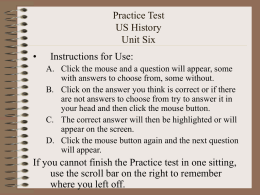 Practice Test US History Unit Six •