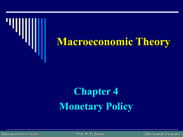 Macroeconomic Theory Chapter 4 Monetary Policy Prof. M. El-Sakka