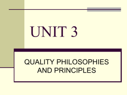 UNIT 3 QUALITY PHILOSOPHIES AND PRINCIPLES
