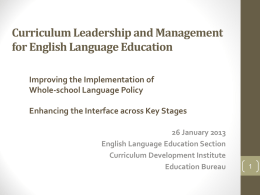 Curriculum Leadership and Management for English Language Education Improving the Implementation of