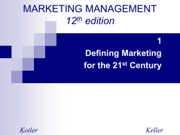 MARKETING MANAGEMENT 12 edition 1