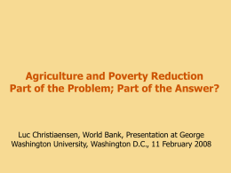 Agriculture and Poverty Reduction