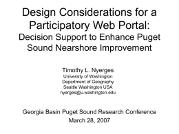 Design Considerations for a Participatory Web Portal: Decision Support to Enhance Puget