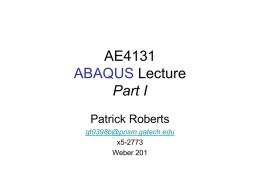 AE4131 Lecture ABAQUS Part I
