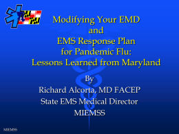 Modifying Your EMD and EMS Response Plan for Pandemic Flu: