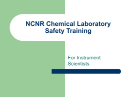 NCNR Chemical Laboratory Safety Training For Instrument Scientists