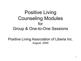 Positive Living Counseling Modules for Group &amp; One-to-One Sessions