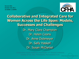 Collaborative and Integrated Care for Women Across the Life Span: Models,