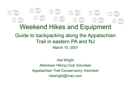 Weekend Hikes and Equipment Guide to backpacking along the Appalachian